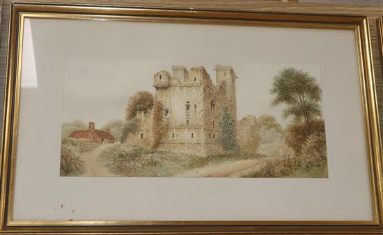 James Lawson Stewart (1829-1911) pair of watercolours, The Farm and Coupland Castle, Newcastle and Brough Castle,